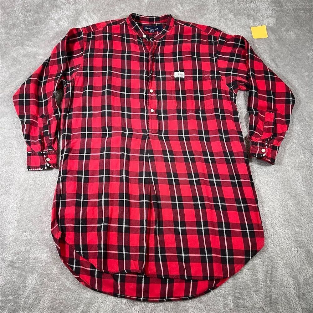 Ralph‎ Lauren Women's Shirt Size S Red Plaid Tunic Flannel Sleep Lounge Pajama